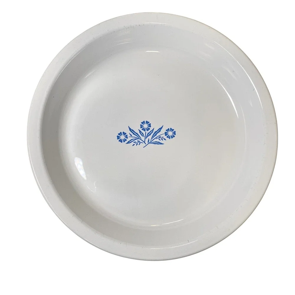 Corning Ware Blue Cornflower Pie Plate P-309 9x1 1/4 Inch Vintage White Bakeware